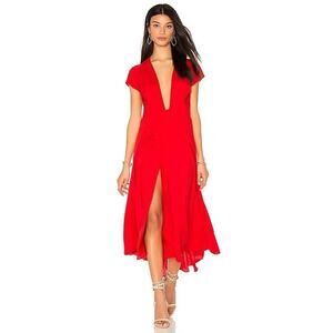 Two Arrows revolve Felix Midi Wrap Dress Red Large